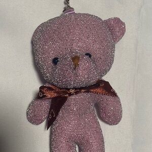Glittery Pink Teddy Bear Keychain